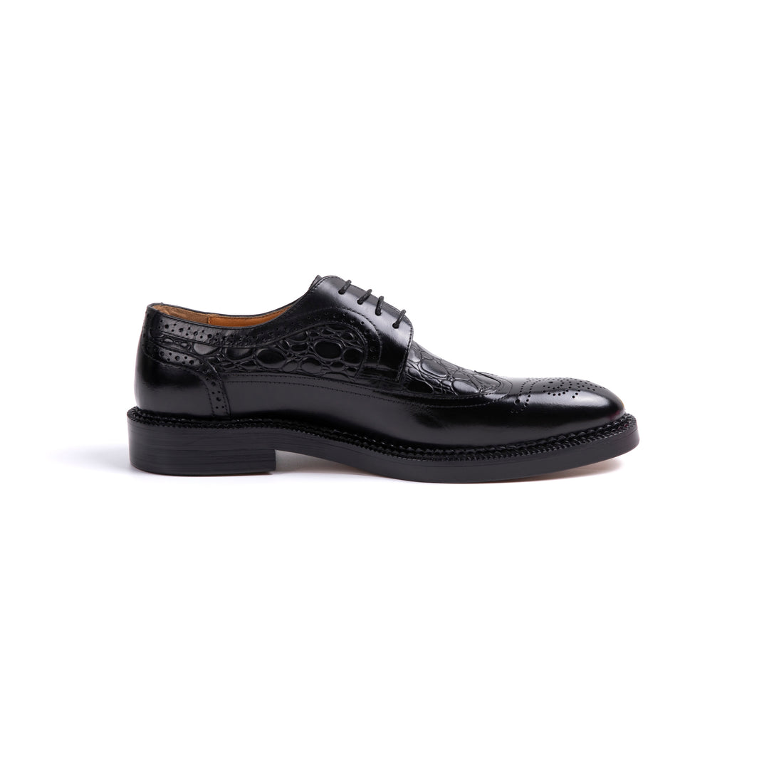 Black Crocodile Carved Formal Shoes VK022