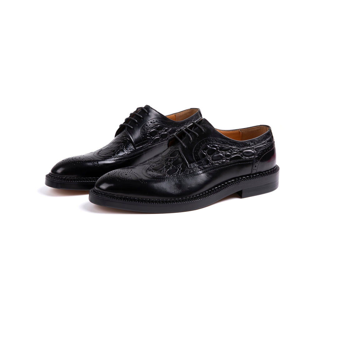 Black Crocodile Carved Formal Shoes VK022