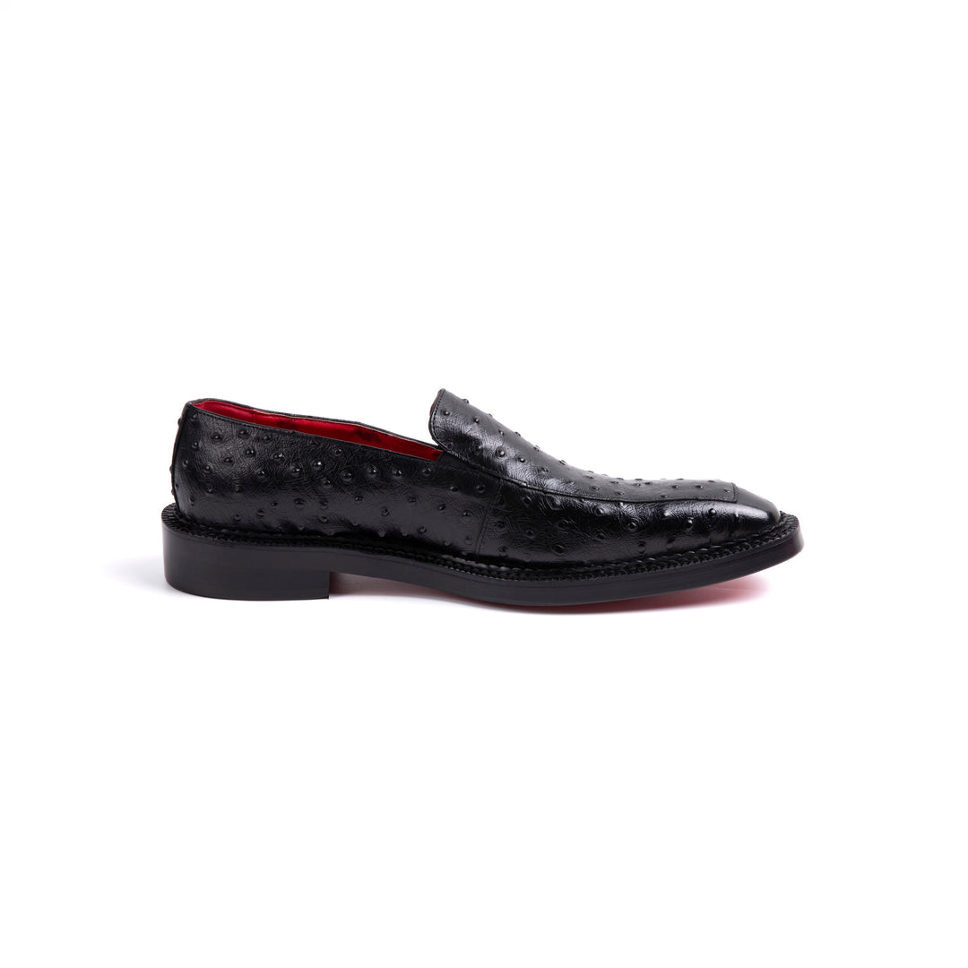Black Ostrich Leather Dress Shoes VK006