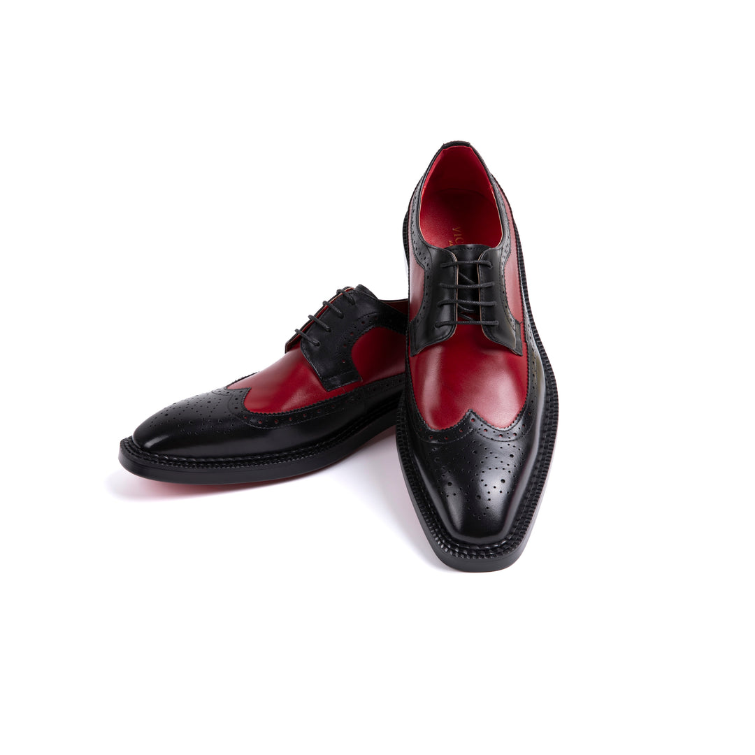 Black Red Brogue Dress Shoes VK011