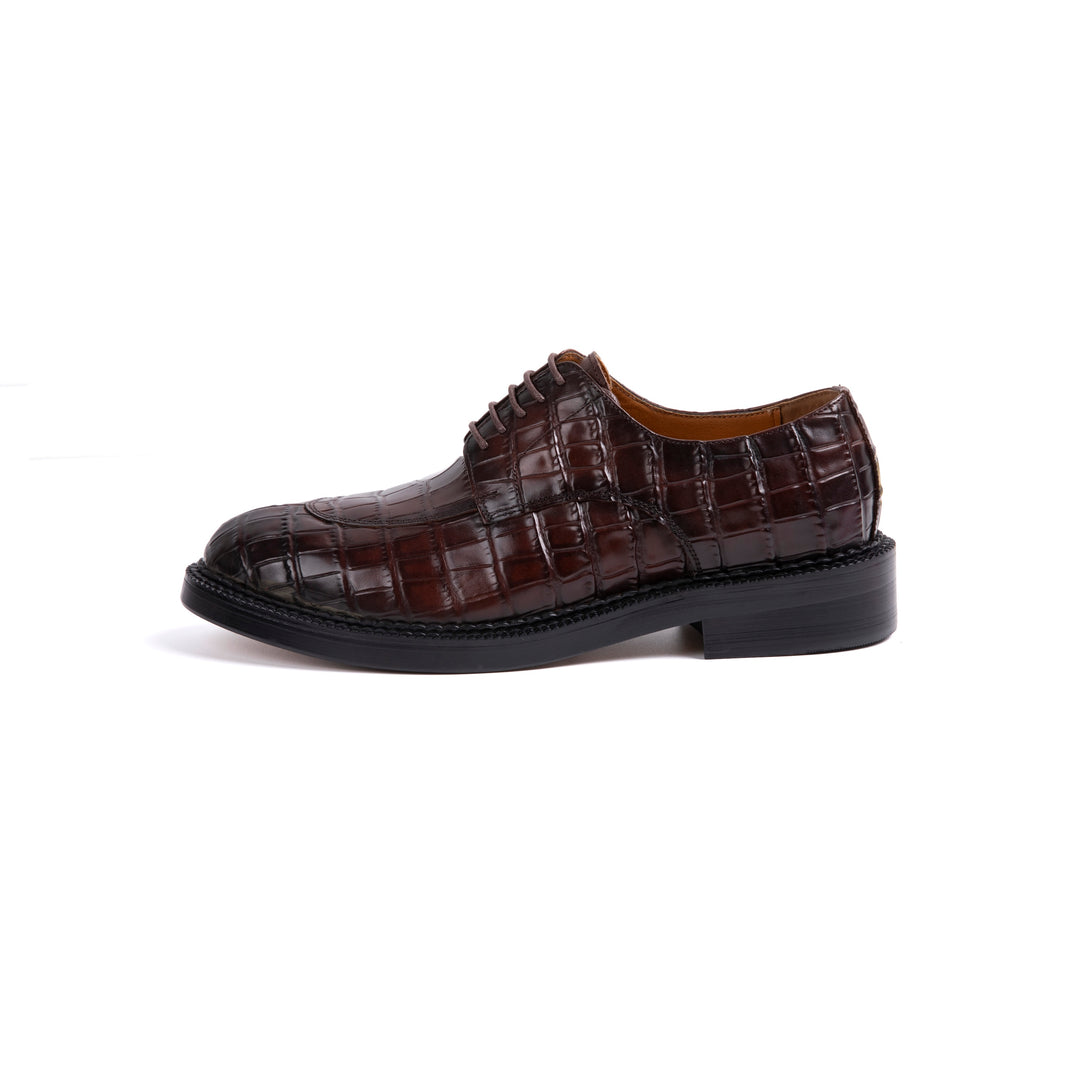 Brown Crocodile Pattern Formal Shoes VK017