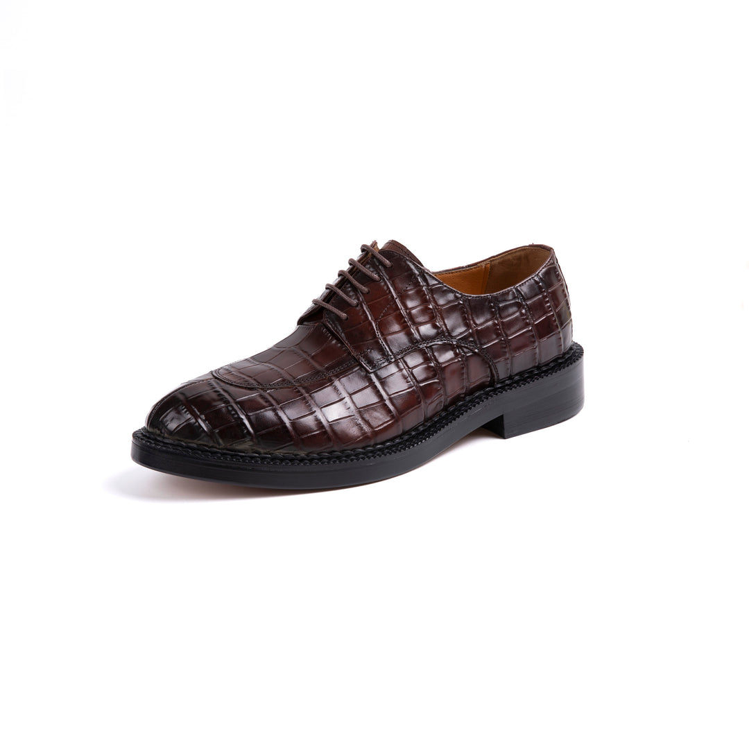 Brown Crocodile Pattern Formal Shoes VK017