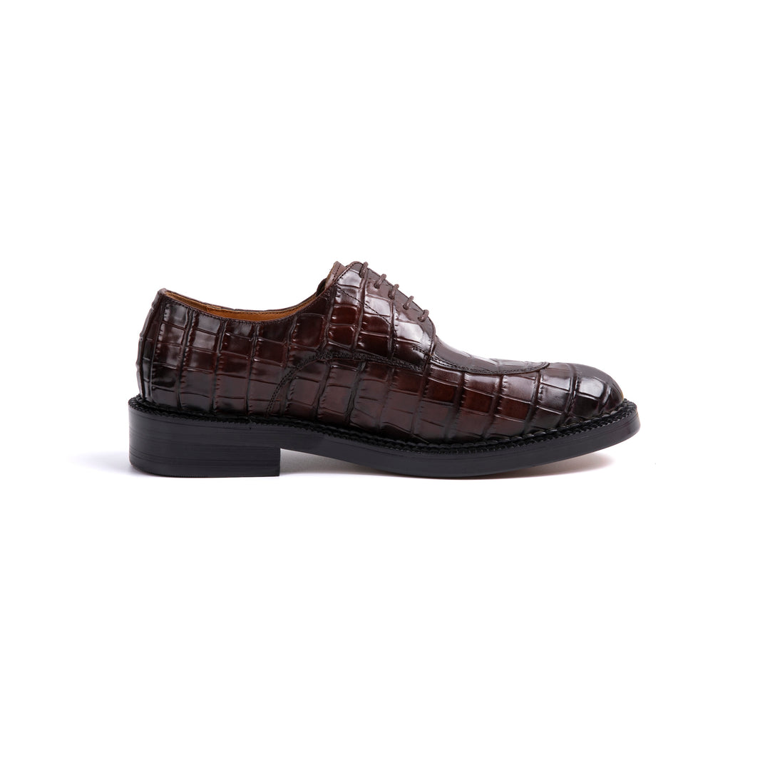 Brown Crocodile Pattern Formal Shoes VK017