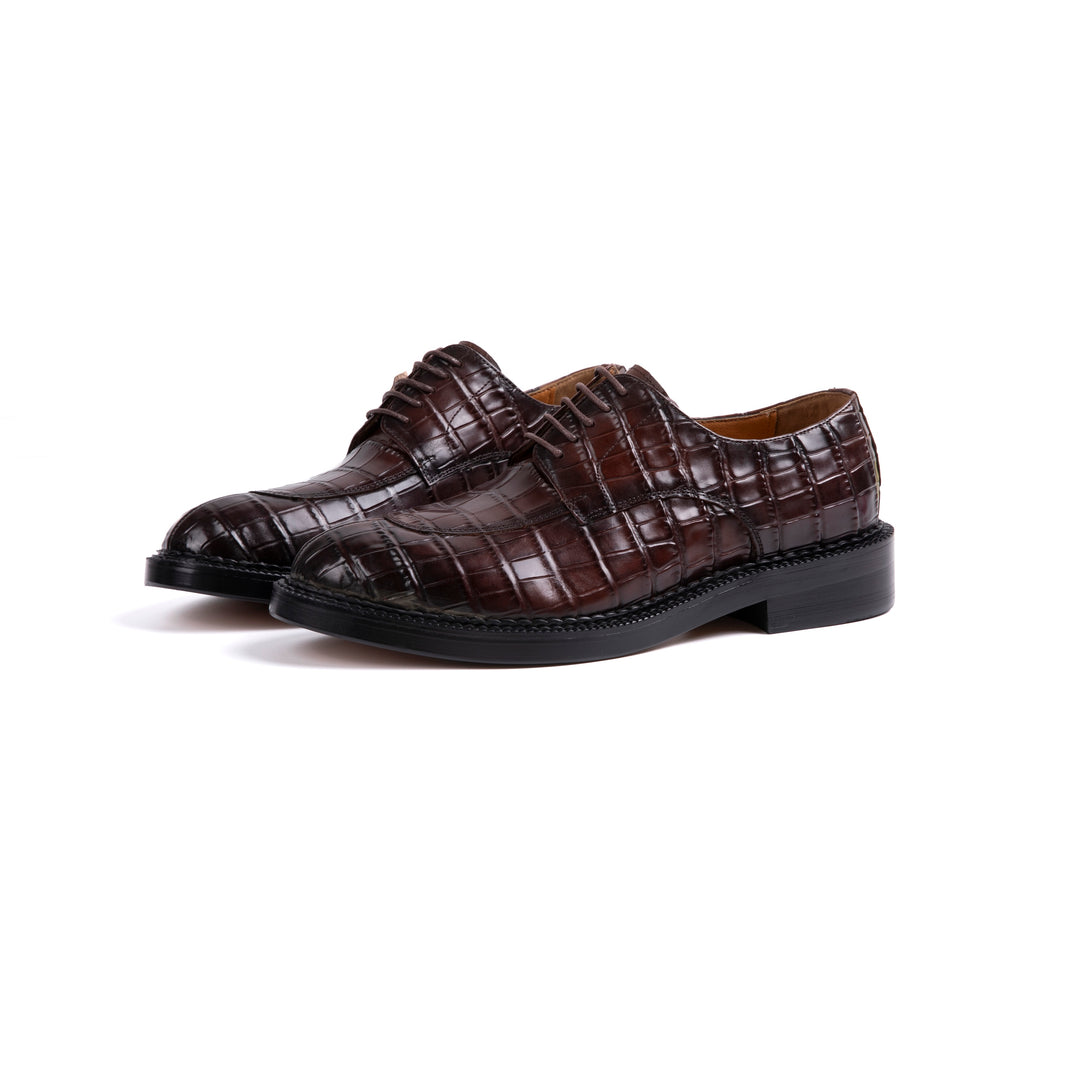 Brown Crocodile Pattern Formal Shoes VK017