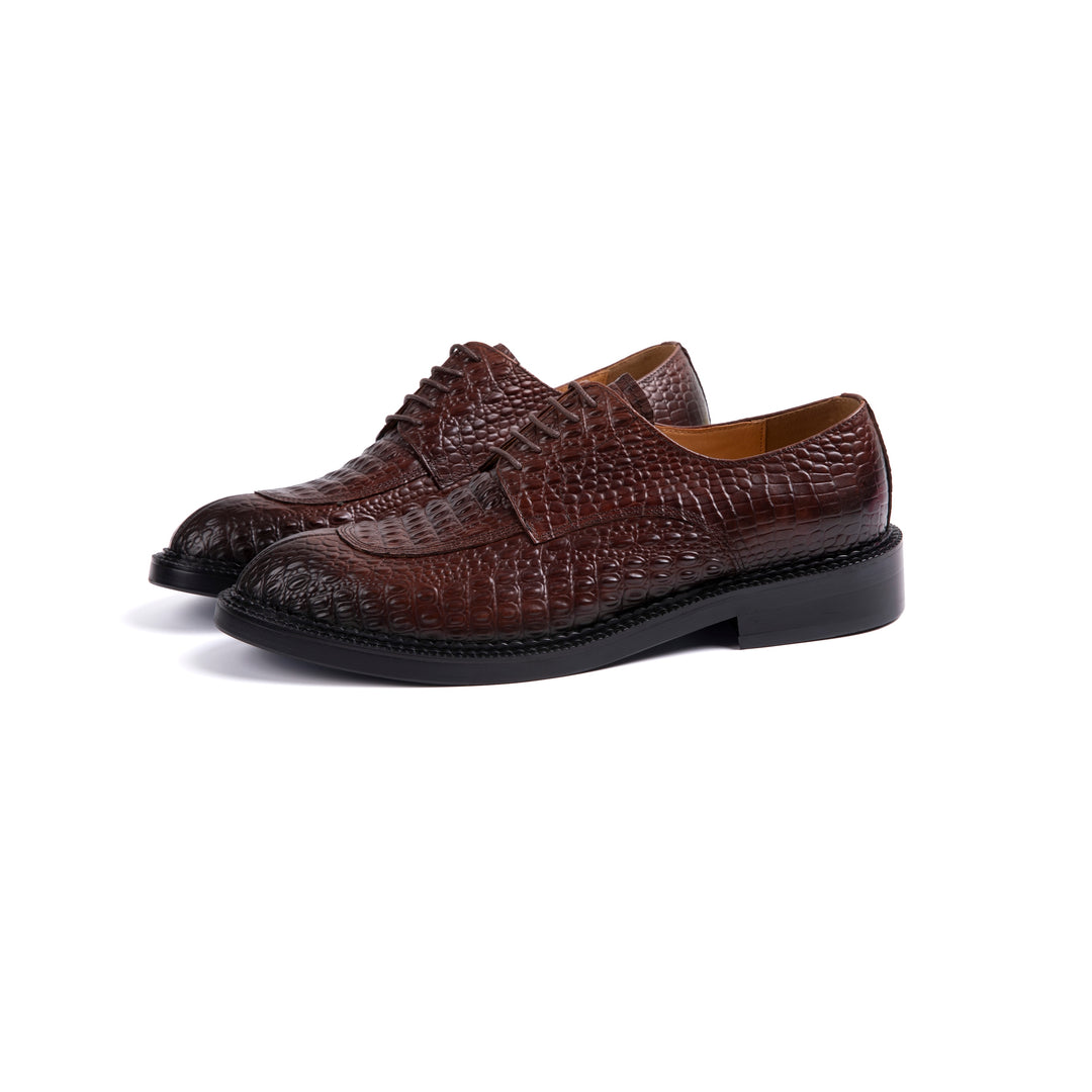 Brown Crocodile Patterned Dress Shoes VK024