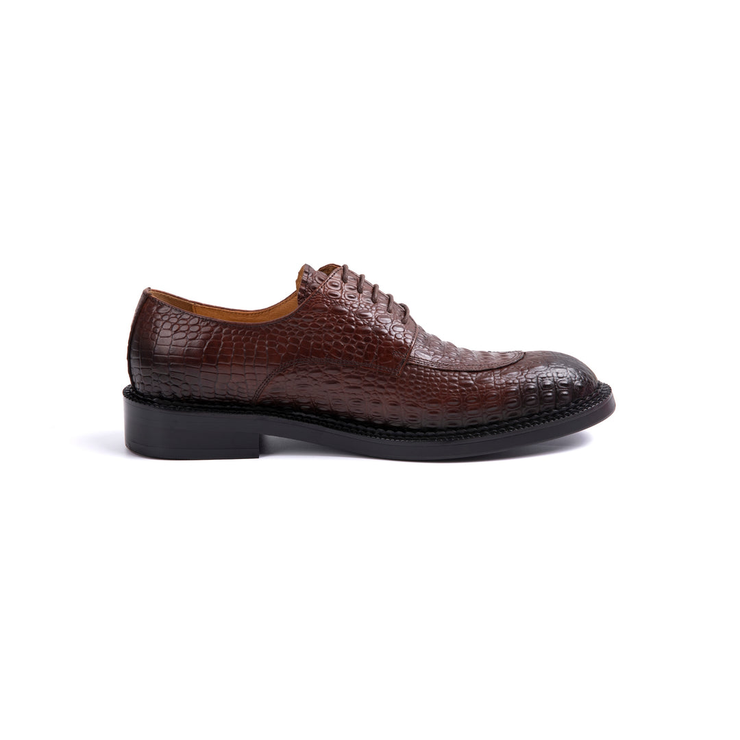Brown Crocodile Patterned Dress Shoes VK024