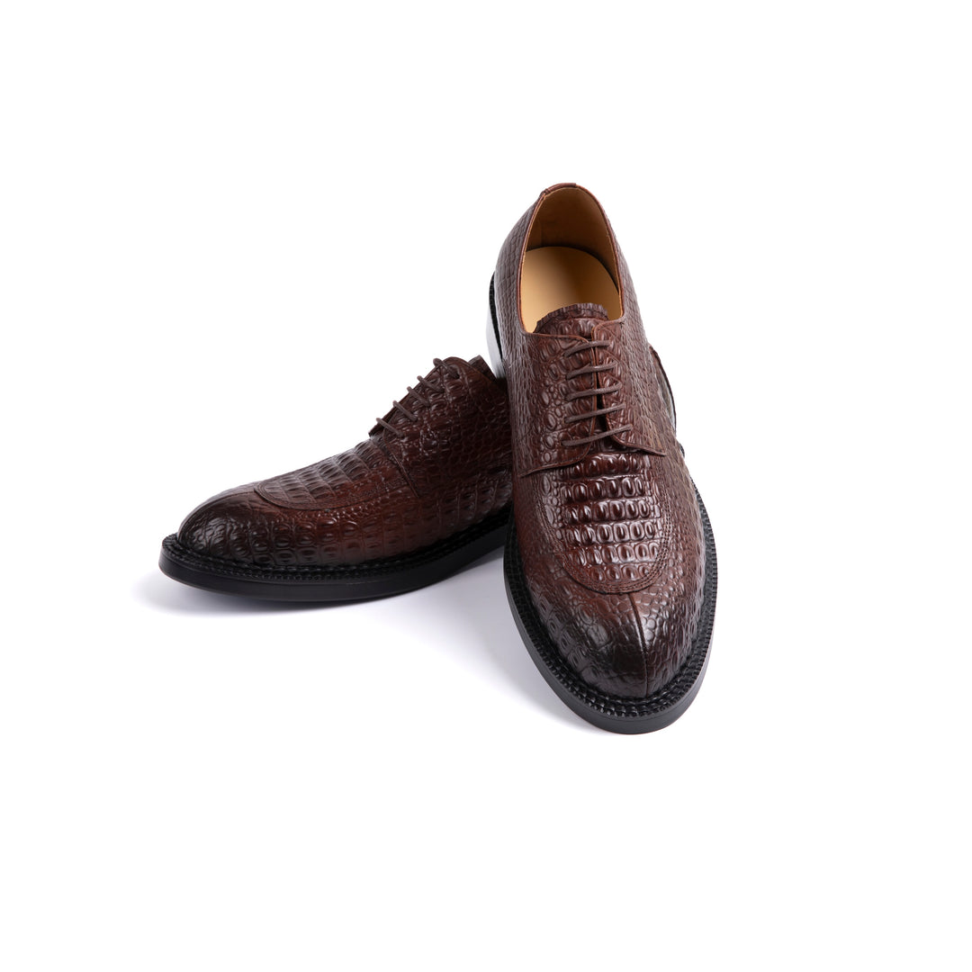 Brown Crocodile Patterned Dress Shoes VK024