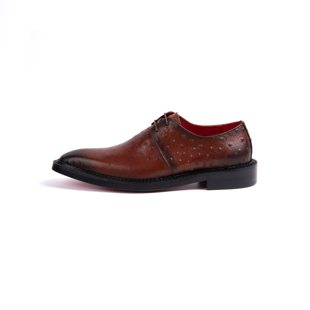 Brown Ostrich Leather Dress Shoes VK012