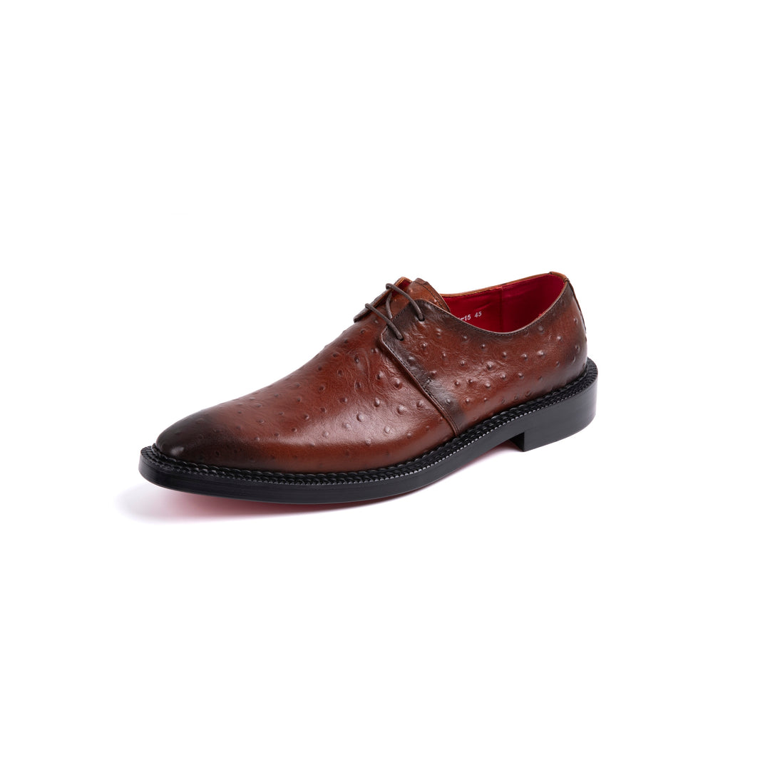 Brown Ostrich Leather Dress Shoes VK012