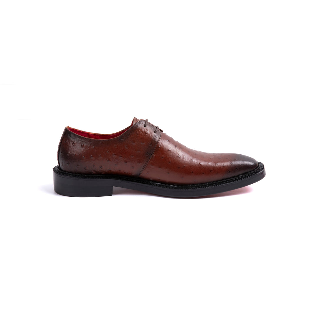 Brown Ostrich Leather Dress Shoes VK012
