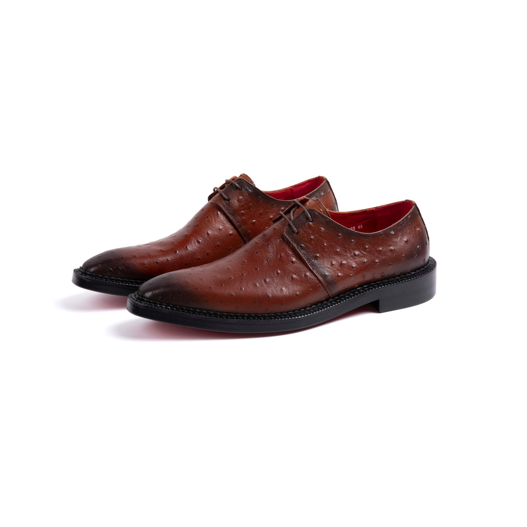 Brown Ostrich Leather Dress Shoes VK012