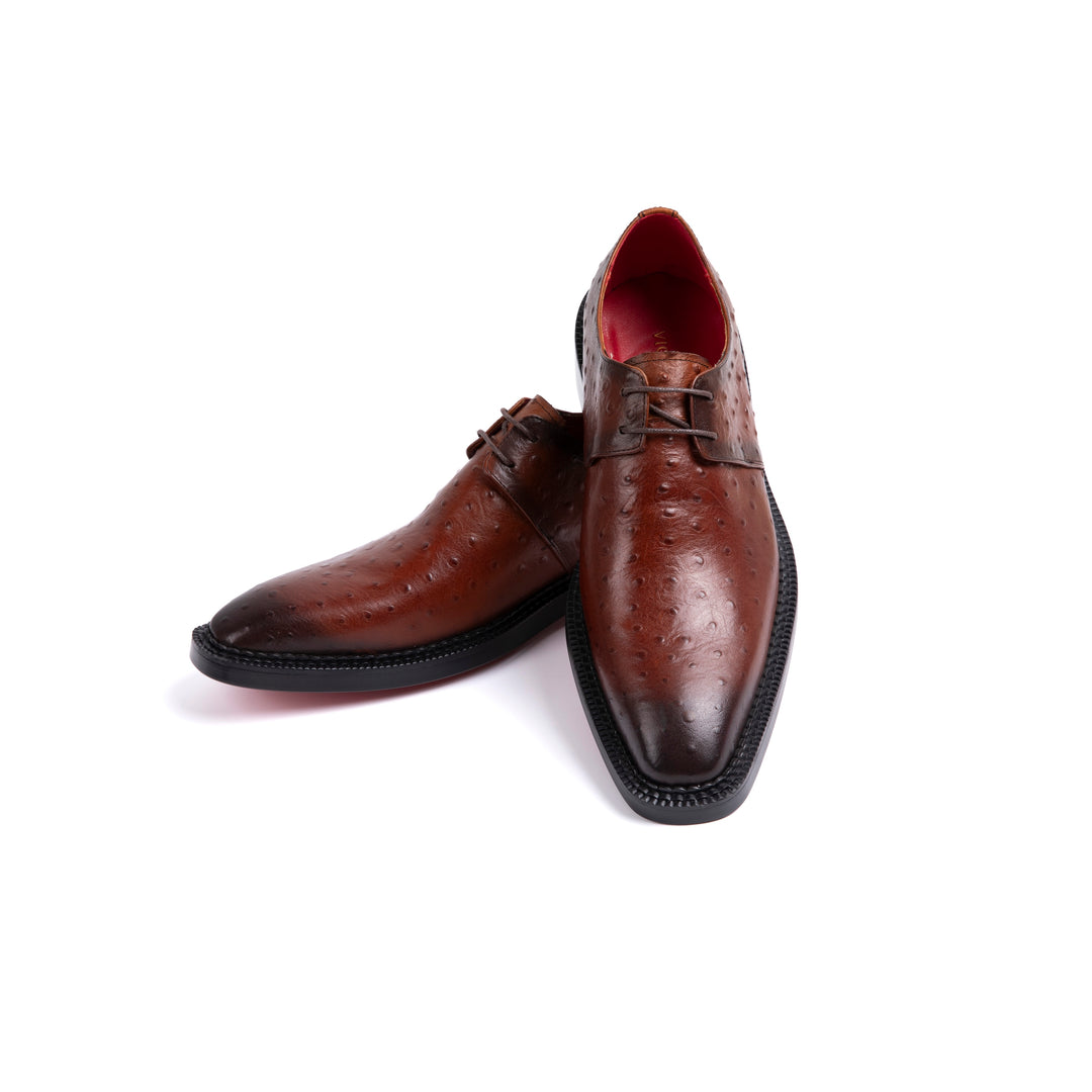 Brown Ostrich Leather Dress Shoes VK012