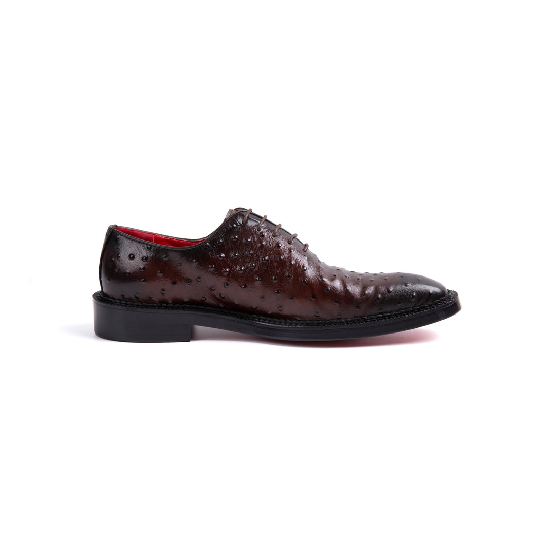 Brown Ostrich Leather Formal Shoes VK001