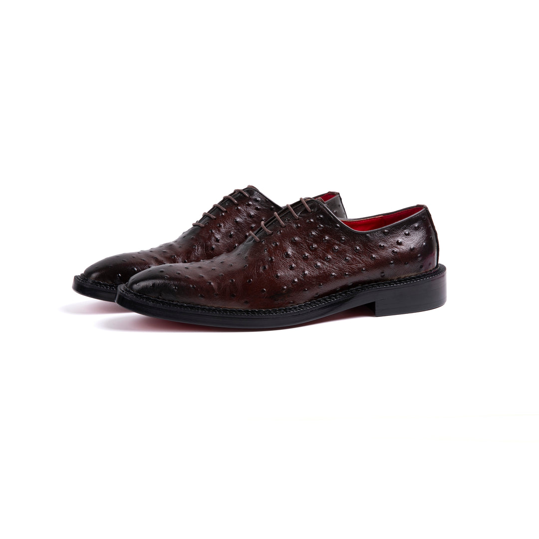 Brown Ostrich Leather Formal Shoes VK001