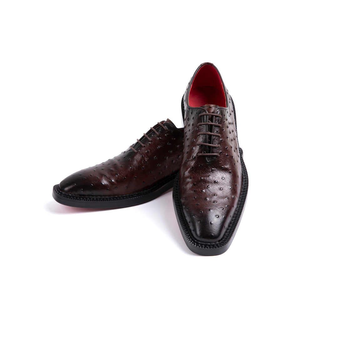 Brown Ostrich Leather Formal Shoes VK001