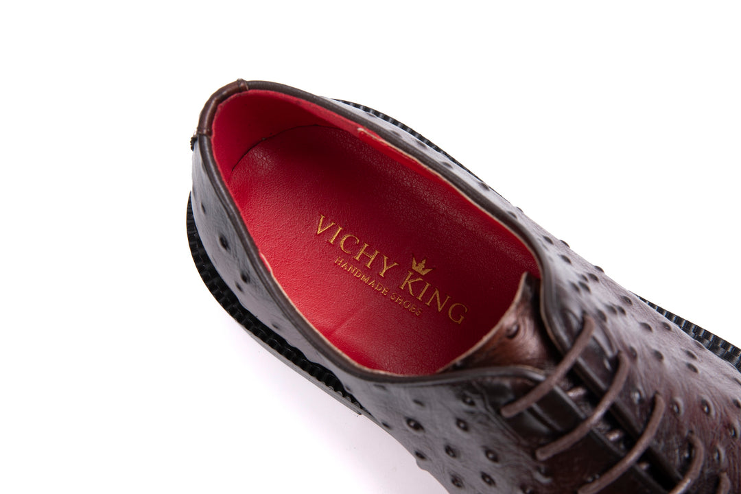 Brown Ostrich Leather Formal Shoes VK001