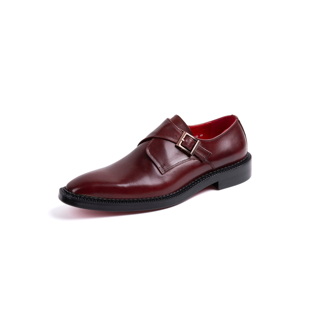 Burgundy Buckle Dress Shoes VK002