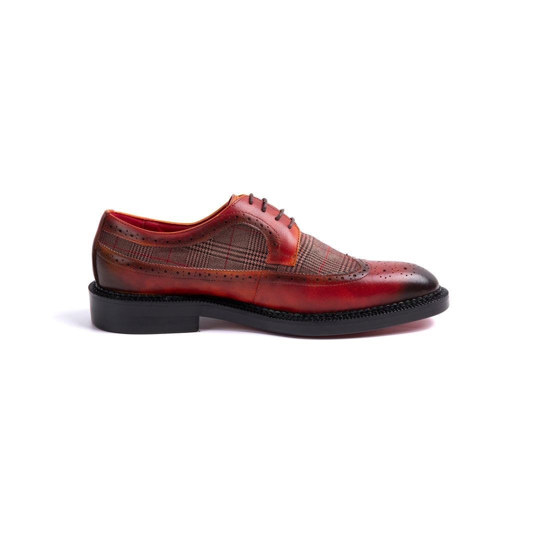 Red-brown Checked Dress Shoes VK010