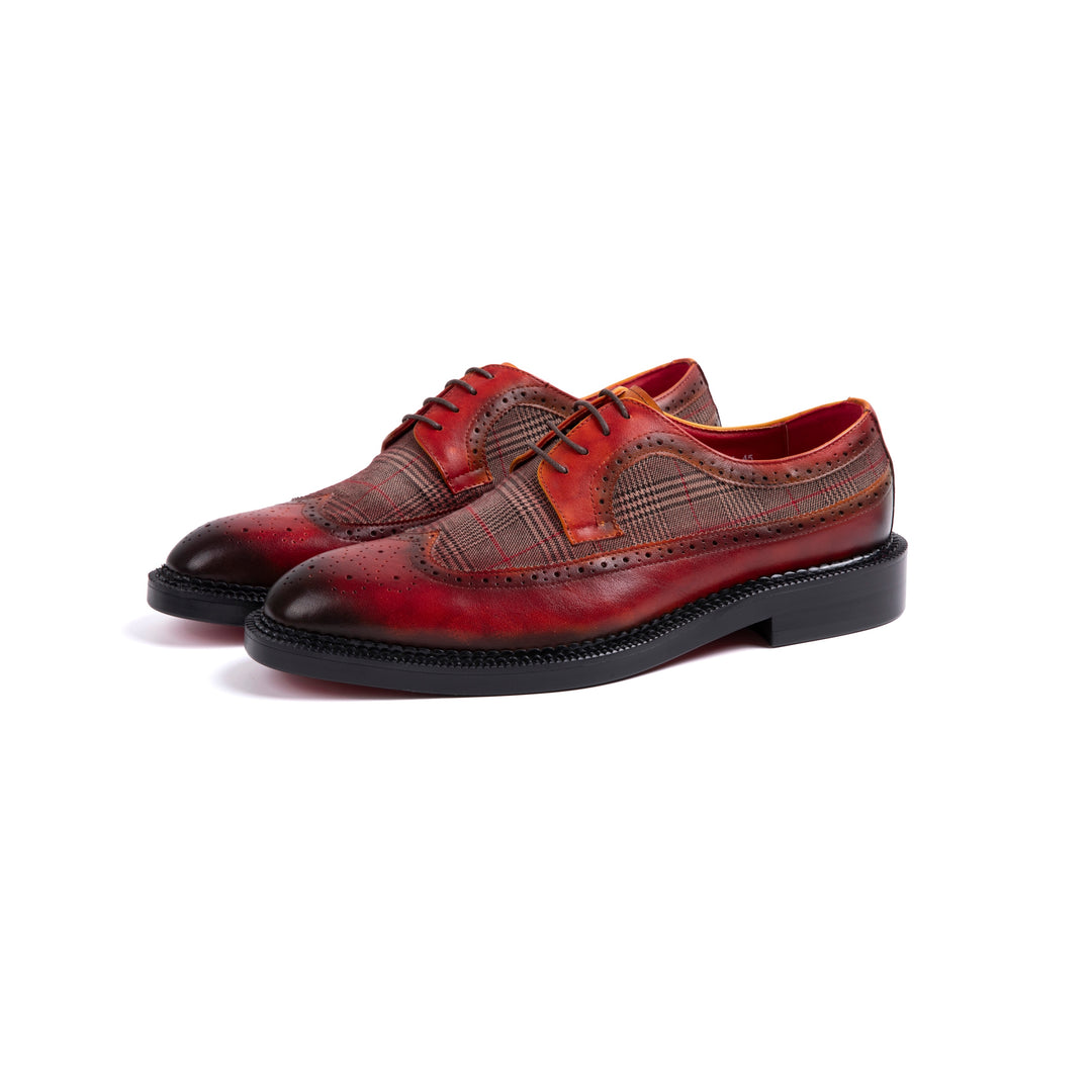 Red-brown Checked Dress Shoes VK010