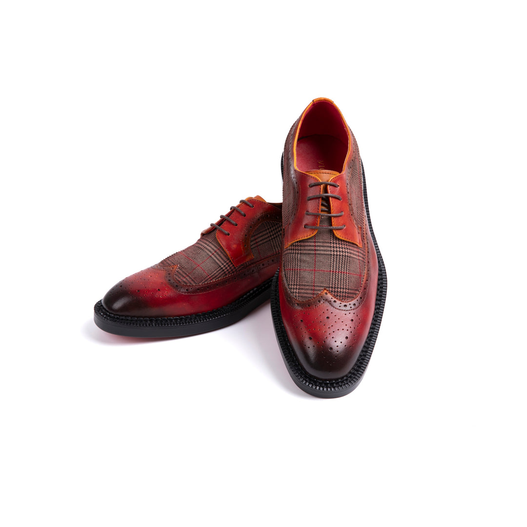 Red-brown Checked Dress Shoes VK010